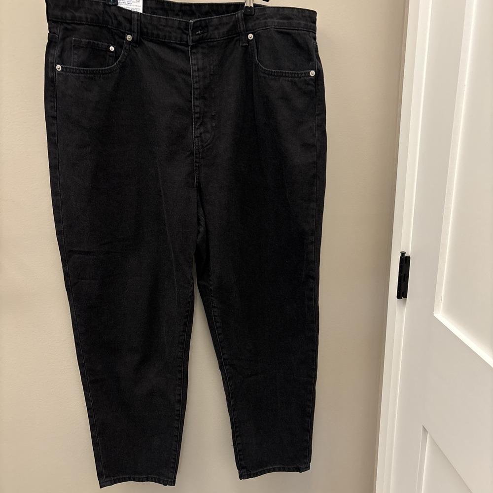 H&M Womens Jeans Black Size 16 Loose Mom Jeans Ultra High Rise New With Tags